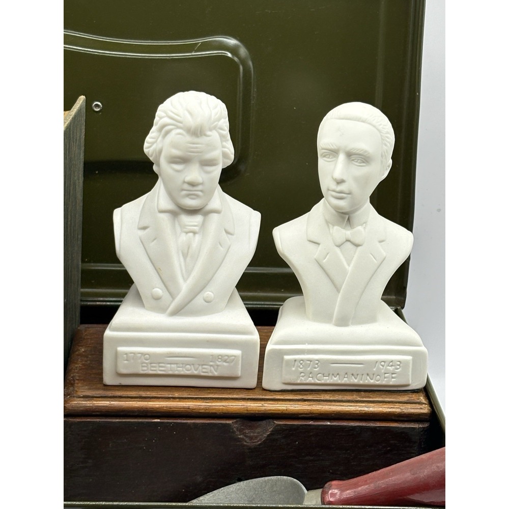 Lot Of Two Beethoven Composer White Bust Figurines Musical Classical Decor